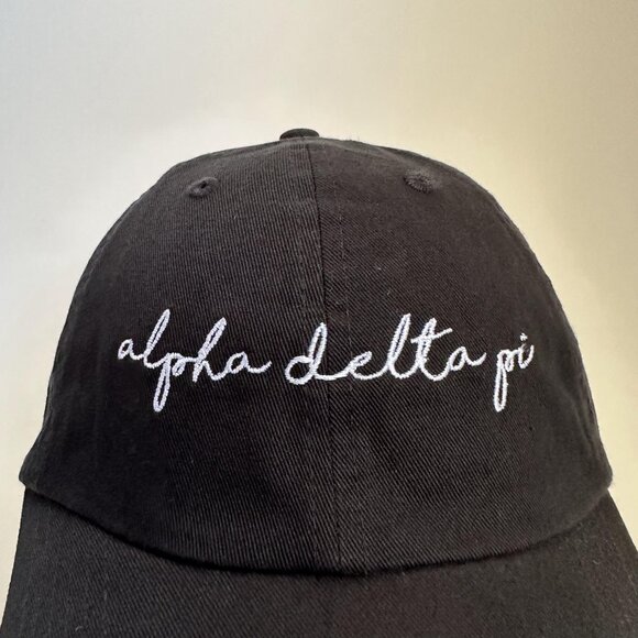Alpha Delta Pi Dad Hat Embroidered Cap Adjustable Strap Back Black One Size - Picture 2 of 8